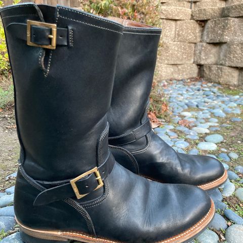 Motor Engineer Boots in Black Hand-Dyed Italian Horsebutt