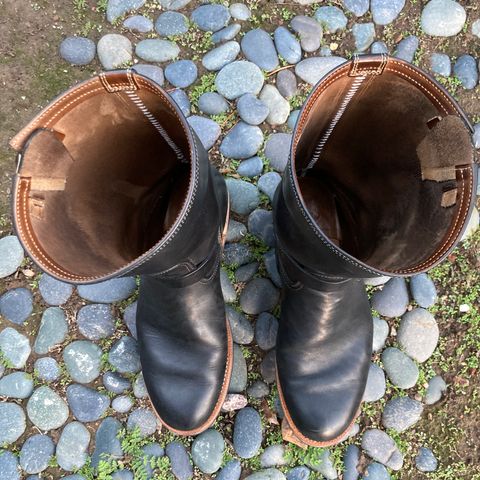 Motor Engineer Boots in Black Hand-Dyed Italian Horsebutt