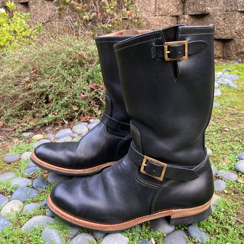 Motor Engineer Boots in Black Hand-Dyed Italian Horsebutt