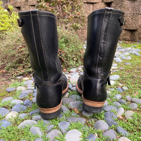 Motor Engineer Boots in Black Hand-Dyed Italian Horsebutt
