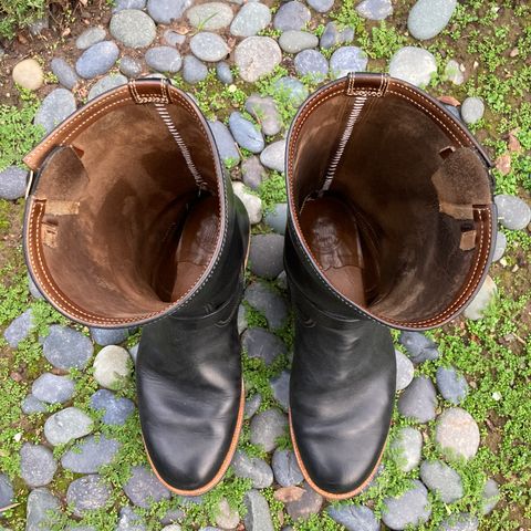 Motor Engineer Boots in Black Hand-Dyed Italian Horsebutt