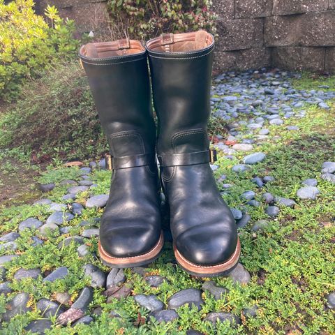 Motor Engineer Boots in Black Hand-Dyed Italian Horsebutt