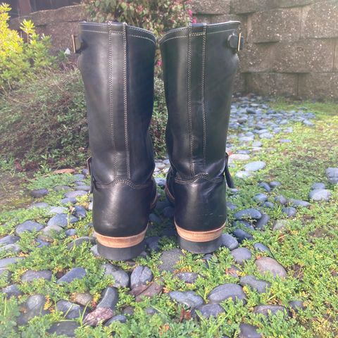 Motor Engineer Boots in Black Hand-Dyed Italian Horsebutt