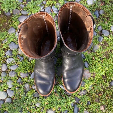 Motor Engineer Boots in Black Hand-Dyed Italian Horsebutt
