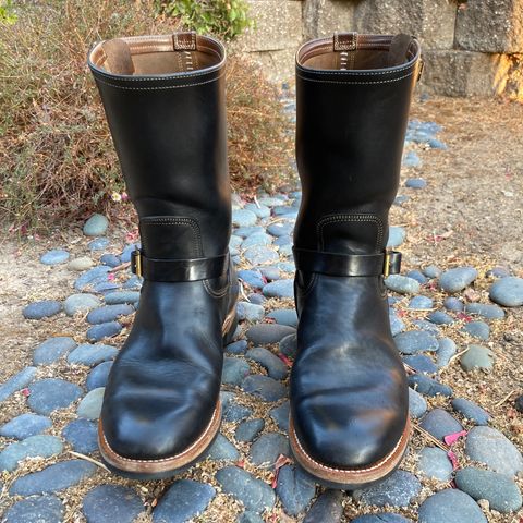 Motor Engineer Boots in Black Hand-Dyed Italian Horsebutt