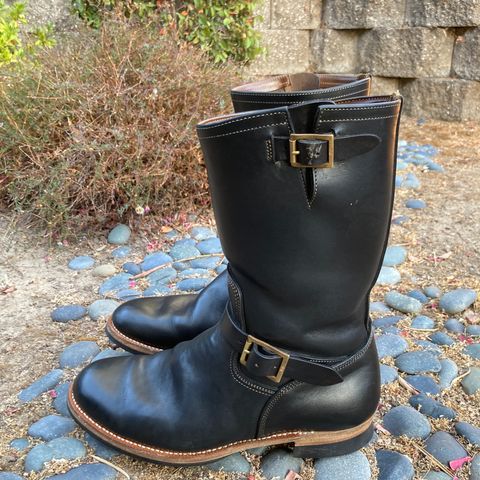 Motor Engineer Boots in Black Hand-Dyed Italian Horsebutt