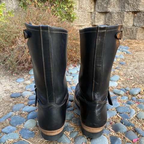Motor Engineer Boots in Black Hand-Dyed Italian Horsebutt