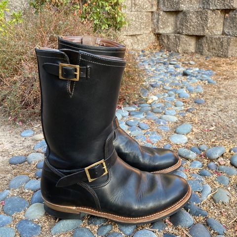 Motor Engineer Boots in Black Hand-Dyed Italian Horsebutt