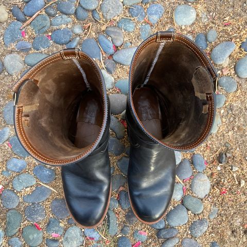 Motor Engineer Boots in Black Hand-Dyed Italian Horsebutt