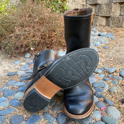 Motor Engineer Boots in Black Hand-Dyed Italian Horsebutt