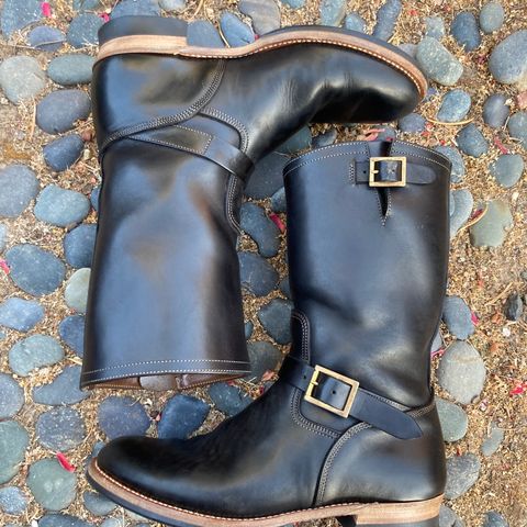 Motor Engineer Boots in Black Hand-Dyed Italian Horsebutt