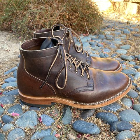 View photo of Viberg Service Boot in Horween Vintage Mocha Oil Harness (3sixteen)