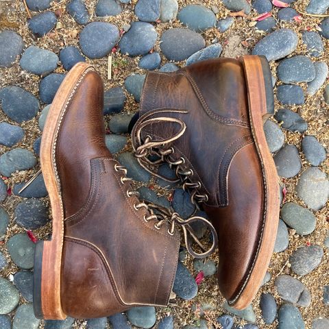 View photo of Viberg Service Boot in Horween Vintage Mocha Oil Harness (3sixteen)