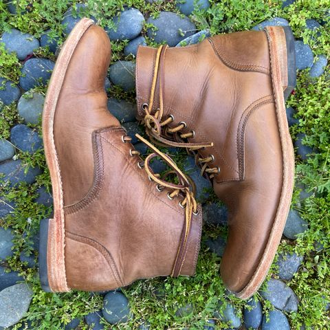 View photo of Oak Street Bootmakers Trench Boot in Horween Natural Chromexcel