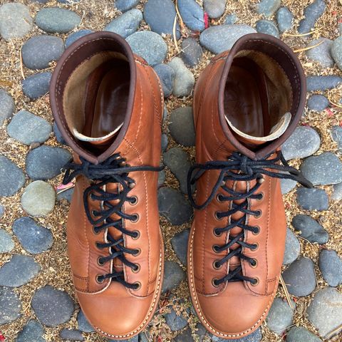 View photo of John Lofgren Monkey Boots in Horween Whiskey Cavalier