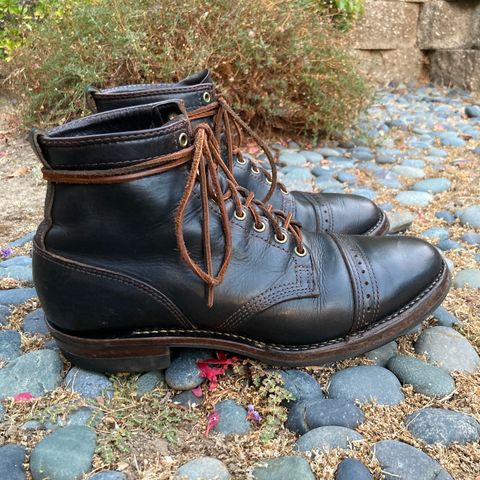 View photo of Wesco x S&S Axe Breaker in Horween Black Chromexcel Horsehide