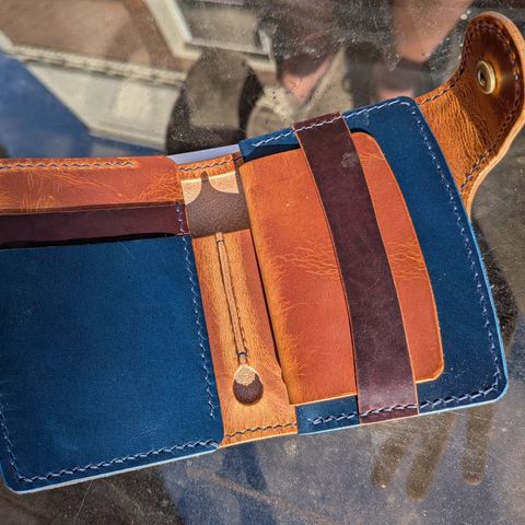 Ambar Snap Wallet in Conceria Walpier Navy Buttero & Badalassi Carlo Natural Waxy & Horween Armagnac Shell Cordovan