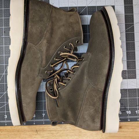 Viberg Scout Boot in C.F. Stead Fog Janus Calf Suede
