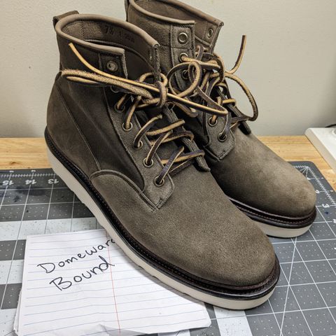 Viberg Scout Boot in C.F. Stead Fog Janus Calf Suede
