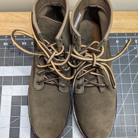 Viberg Scout Boot in C.F. Stead Fog Janus Calf Suede