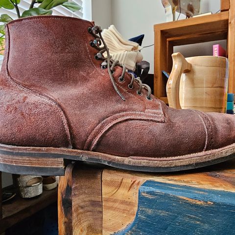 Viberg Service Boot in C.F. Stead Milkshake Janus Calf Suede