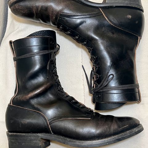 Rolling Dub Trio Griffin 8.5" Plain Toe Boots in Original Black Horsebutt #1010
