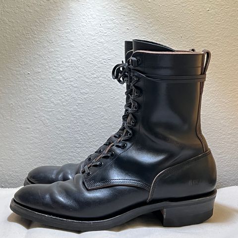Rolling Dub Trio Griffin 8.5" Plain Toe Boots in Original Black Horsebutt #1010