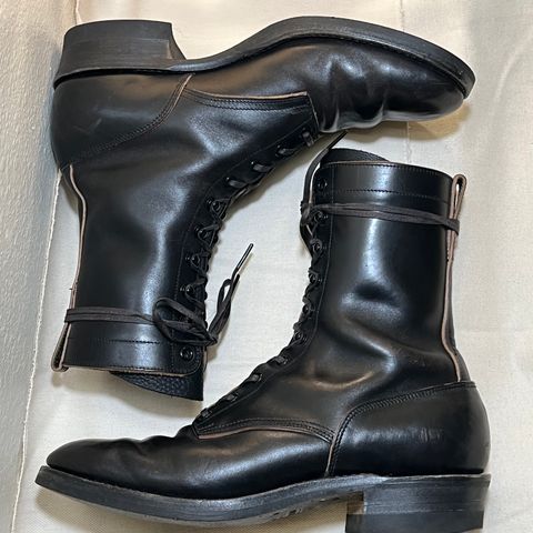 Rolling Dub Trio Griffin 8.5" Plain Toe Boots in Original Black Horsebutt #1010