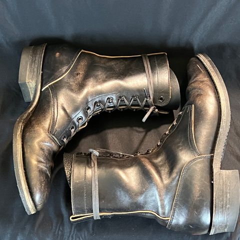 Rolling Dub Trio Griffin 8.5" Plain Toe Boots in Original Black Horsebutt #1010