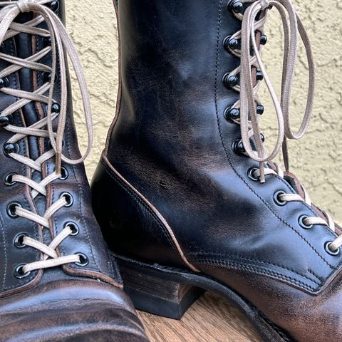 Rolling Dub Trio Griffin 8.5" Plain Toe Boots in Original Black Horsebutt #1010