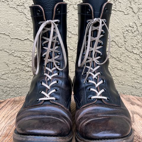 Rolling Dub Trio Griffin 8.5" Plain Toe Boots in Original Black Horsebutt #1010