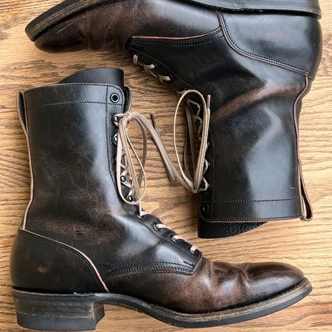 Rolling Dub Trio Griffin 8.5" Plain Toe Boots in Original Black Horsebutt #1010
