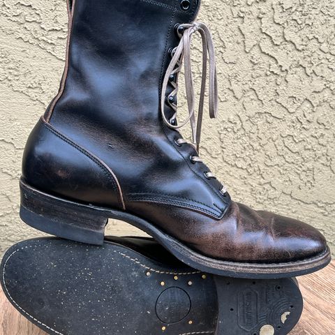 Rolling Dub Trio Griffin 8.5" Plain Toe Boots in Original Black Horsebutt #1010