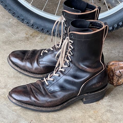 Rolling Dub Trio Griffin 8.5" Plain Toe Boots in Original Black Horsebutt #1010