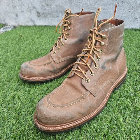 Grant Stone Brass Boot in C.F. Stead Natural Waxy Commander Suede