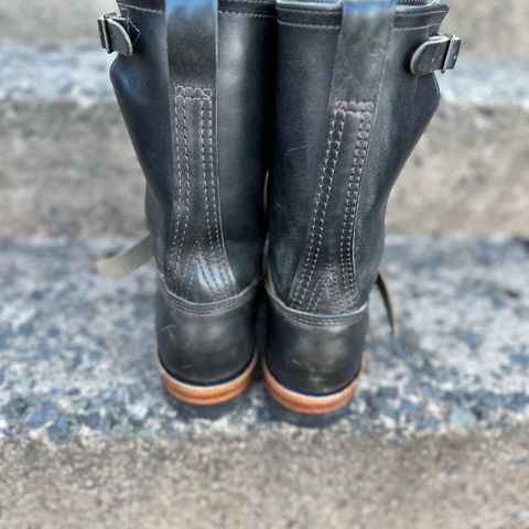 View photo of Wesco Mister Lou in Maryam Petrolio Waxed Black Horsehide