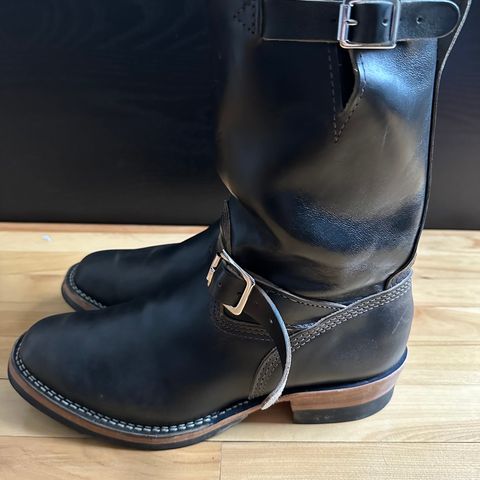 View photo of Wesco Mister Lou in Maryam Petrolio Waxed Black Horsehide