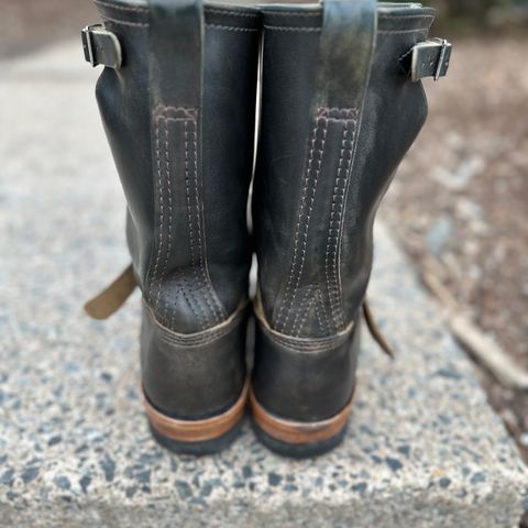 View photo of Wesco Mister Lou in Maryam Petrolio Waxed Black Horsehide