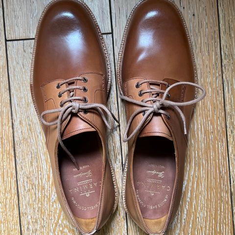 Carmina Plain Toe Derby 1525 in Horween Natural Shell Cordovan