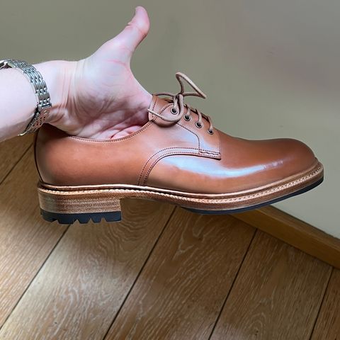 Carmina Plain Toe Derby 1525 in Horween Natural Shell Cordovan