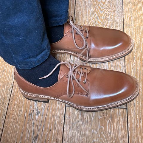 Carmina Plain Toe Derby 1525 in Horween Natural Shell Cordovan