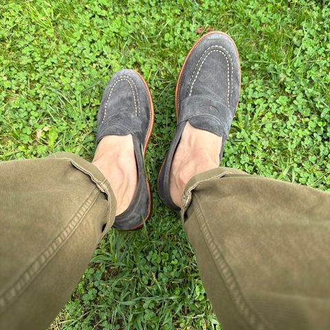 Grant Stone Traveler Penny in C.F. Stead Navy Janus Calf Suede