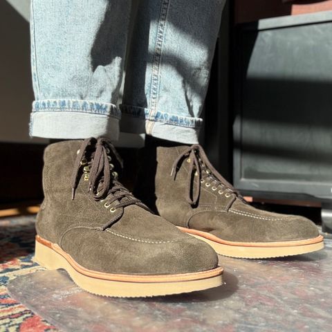 Alden Lombard in C.F. Stead Loden Janus Calf Suede