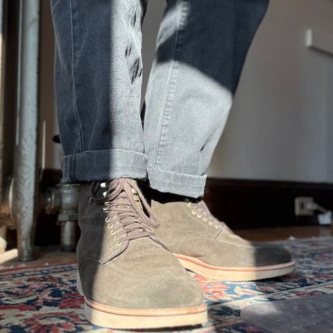 Alden Lombard in C.F. Stead Loden Janus Calf Suede