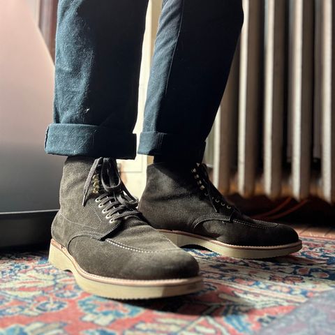 Alden Lombard in C.F. Stead Loden Janus Calf Suede