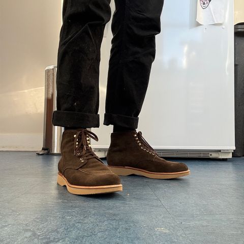 Alden Lombard in C.F. Stead Loden Janus Calf Suede