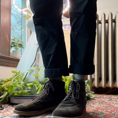 Alden Lombard in C.F. Stead Loden Janus Calf Suede