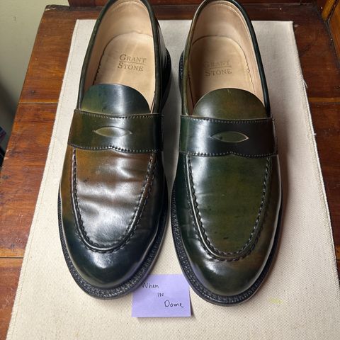 View photo of Grant Stone Traveler Loafer in Horween Marbled Black Shell Cordovan