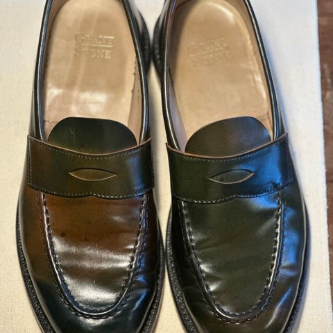 View photo of Grant Stone Traveler Loafer in Horween Marbled Black Shell Cordovan