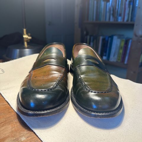 View photo of Grant Stone Traveler Loafer in Horween Marbled Black Shell Cordovan